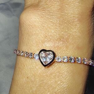 Rose Gold Plated Crystal Heart Bracelet